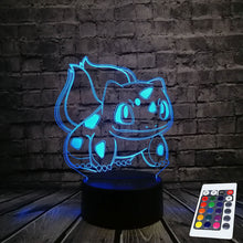 Charger l&#39;image dans la galerie, Lampe 3D Pokémon Bulbizarre télécommande
