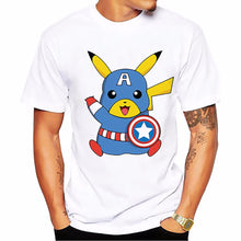 Charger l&#39;image dans la galerie, T-shirt Pikachu-Captain America Pokémon Super Heros