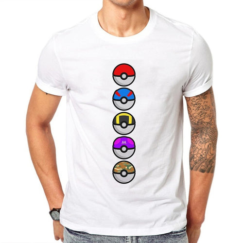 T-shirt ligne des Pokéballs : Poké Ball, Super Ball, Hyper Ball, Master Ball