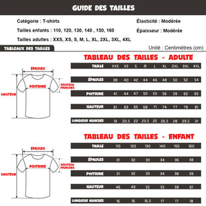 guide tailles t-shirt Pokemon