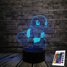 Charger l&#39;image dans la galerie, Lampe 3D Pokémon Carapuce télécommande