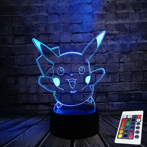 Lampe 3D Pokémon Pikachu télécommande