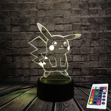 Charger l&#39;image dans la galerie, Lampe 3D Pokémon Pikachu télécommande
