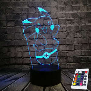 Lampe 3D Pokémon Pikachu Pokéball télécommande