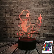 Charger l&#39;image dans la galerie, Lampe 3D Pokémon Salamèche télécommande
