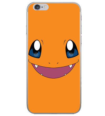 Coque iPhone visage Salamèche Pokémon fond orange