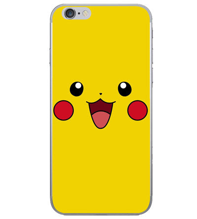 Coque iPhone Pikachu visage Pokémon fond jaune