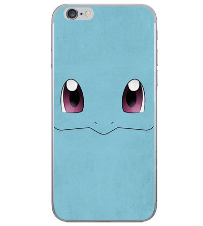Coque iPhone Carapuce visage Pokémon fond bleu