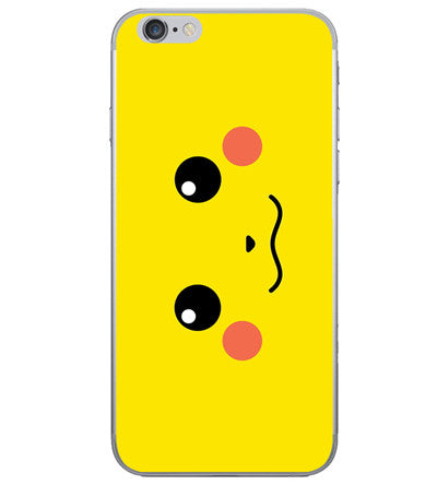 Coque iPhone Pikachu visage Pokémon fond jaune