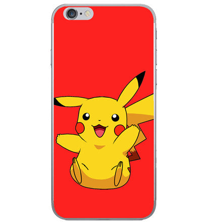 Coque iPhone Pikachu sur fond rouge