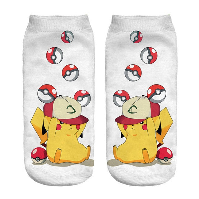 Chaussettes Pokemon Pikachu en coton pour hommes et femmes