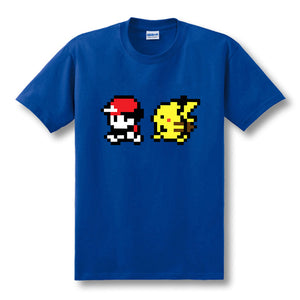 T-shirt Sacha Pikachu pixel jeux vidéo Pokémon première génération