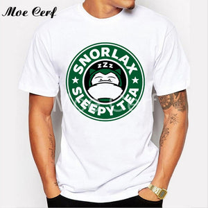 T-shirt Ronflex Snorlax Sleepy Tea parodie Starbuck Coffee