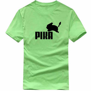 T-shirt vert pomme Pika Pokémon parodie Puma