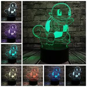 Lampe 3D Pokémon Carapuce plusieurs couleurs