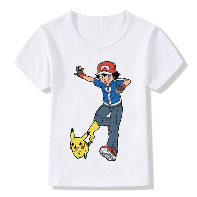 T-shirt Pokemon Kalos : Sacha et Pikachu (enfant)
