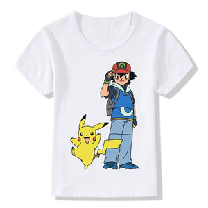 T-shirt Pokemon Hoenn : Sacha et Pikachu (enfant)