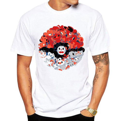 T-shirt Pokéball avec starters Pokémon rouge et blanc