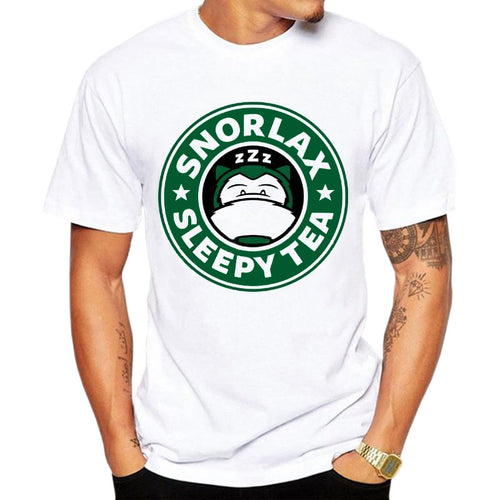 T-shirt Ronflex Snorlax Sleepy Tea parodie Starbuck Coffee